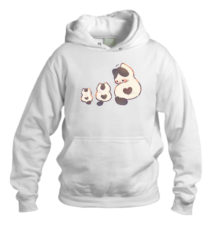 cat Oversize Hoodie White 79