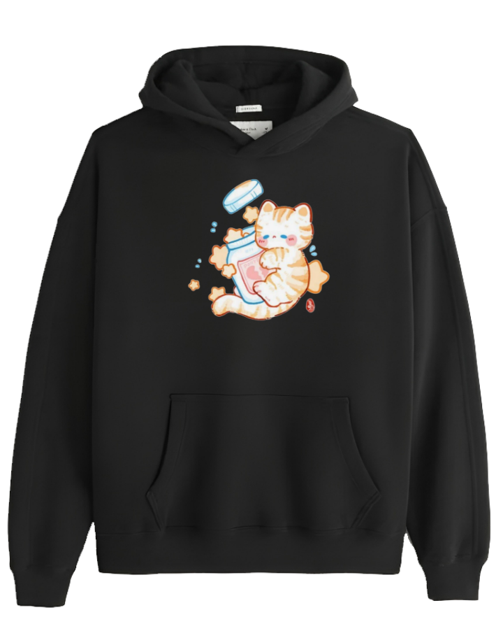 cat Oversize Hoodie Black 79