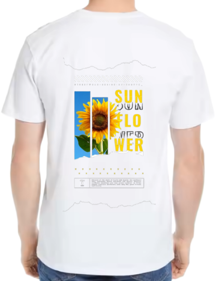 زهرة عباد الشمس Back text One Size t- shirt White Back 79