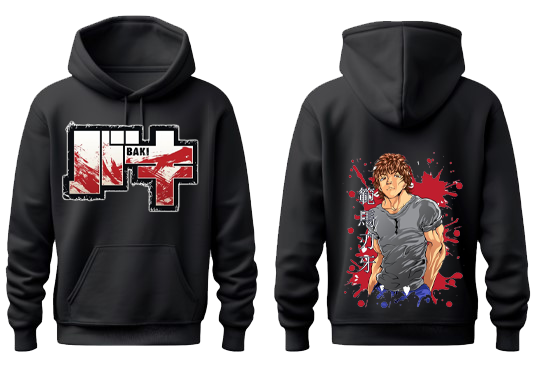 Anime baki oversize hoodie Black Back 16