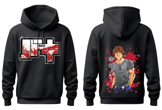 Anime baki oversize hoodie Black Back 16