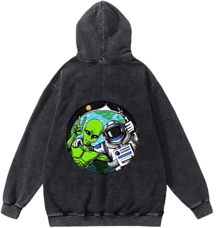 aliens Oversize Hoodie Washed gray Back 7