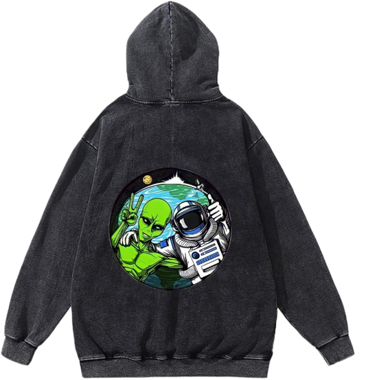 aliens Oversize Hoodie Washed gray Back 7