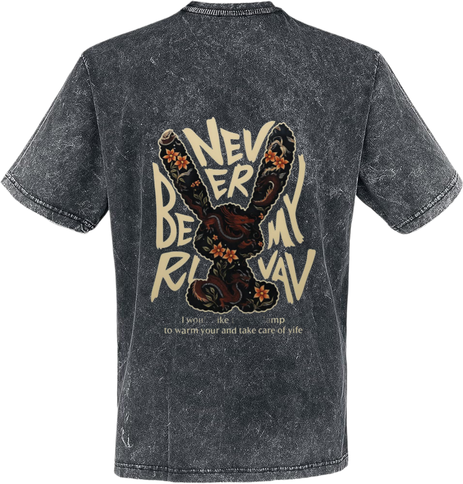 Never Be My Rival t- shirt Over Size Washed Back 7