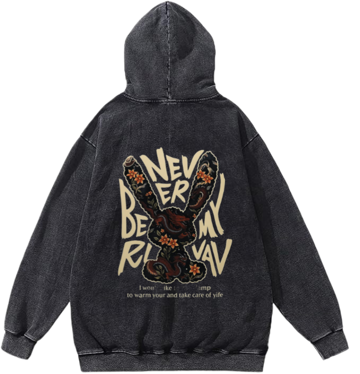 Never Be My Rival Over Size hoodie Washed Back 7