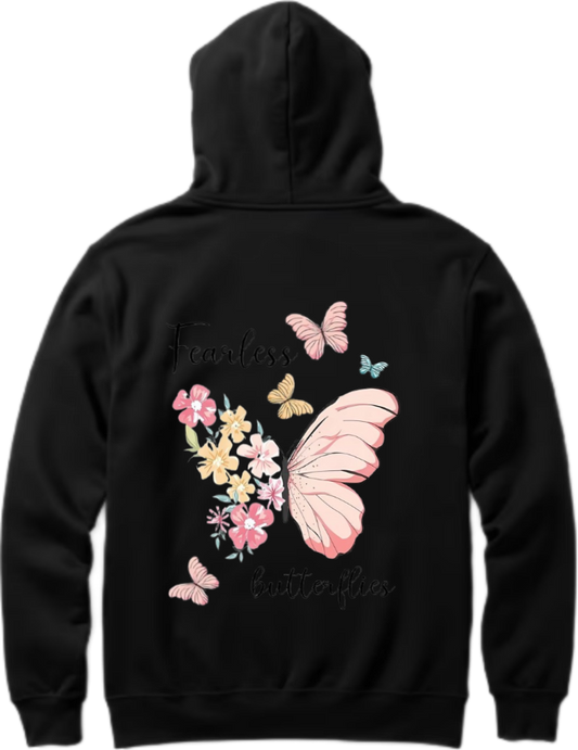 butterflies Oversize Hoodie Black Back 7
