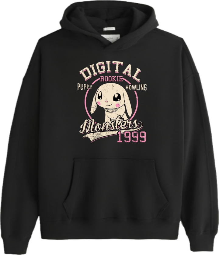 Digimon Adventure Over Size hoodie Black 7