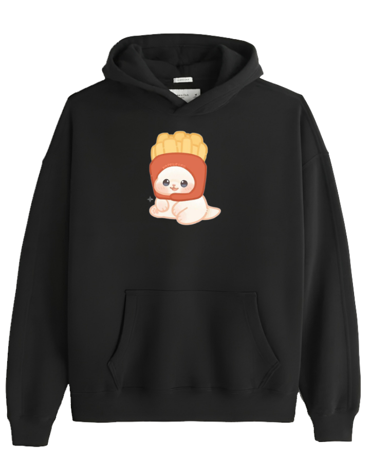 cat Oversize Hoodie Black 7