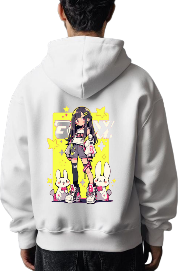 Chibi Over Size hoodie White Back 27