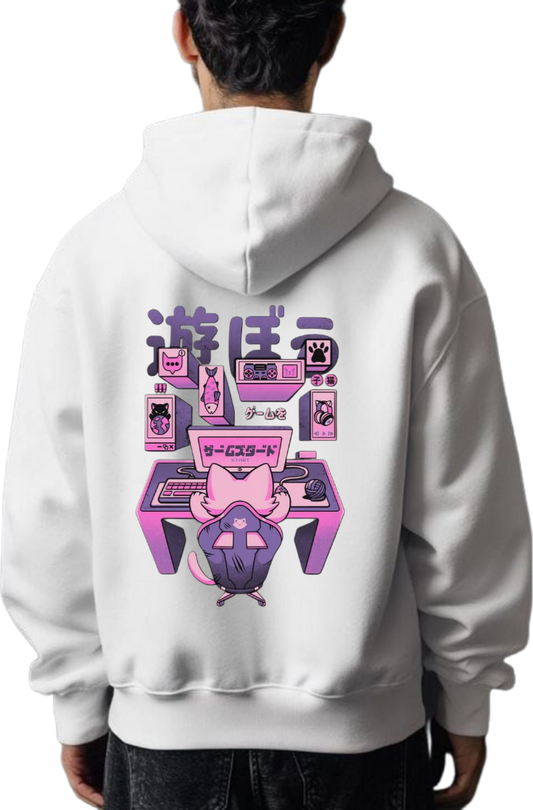 Game On Over Size hoodie White Back 81