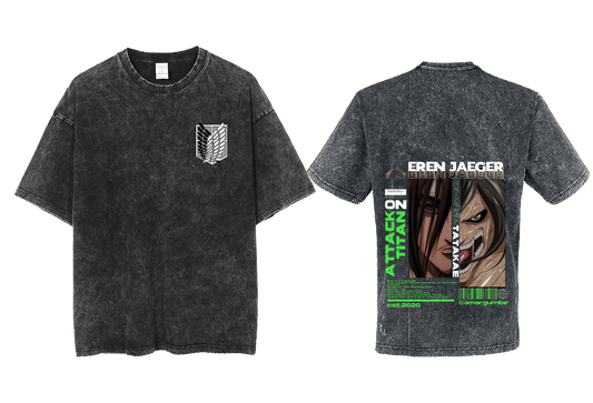 Anime Attack on titan shingeki no kyojin eren levi mikasa Aot Oversize t- shirt Washd acid back 7
