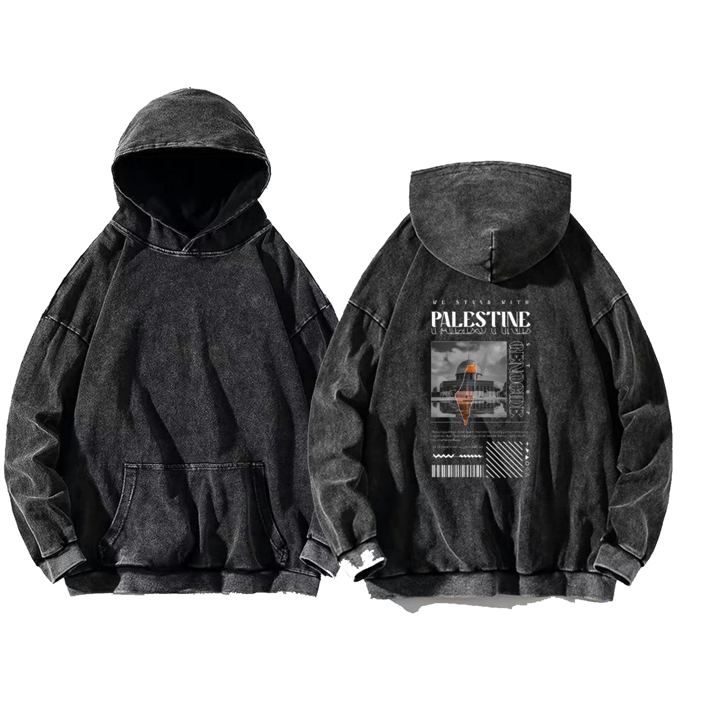 WE STAND WITH PALESTINE oversize hoodie Washed back 110