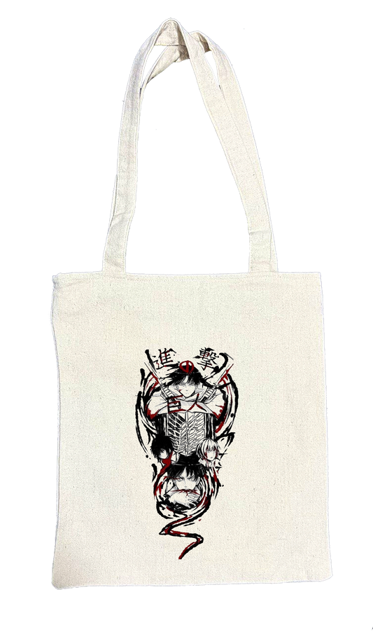 Anime Attack on titan shingeki no kyojin Aot biege tote bag 6