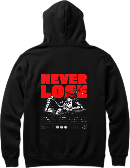 NEVER LOSE Over Size hoodie Black Back 105