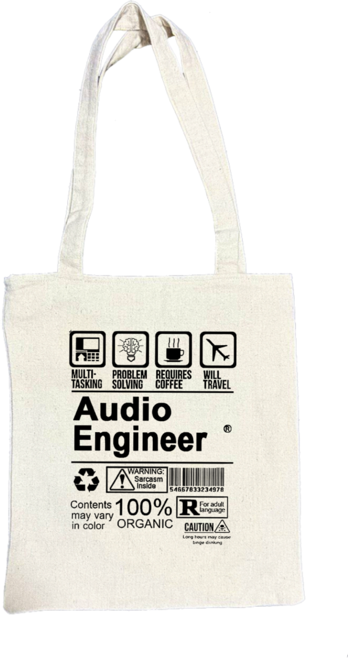 Audio Engineer Back text tote bag beige 115