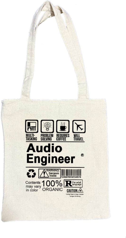 Audio Engineer Back text tote bag beige 115