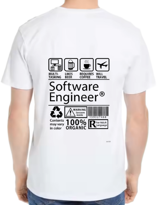 Software Enginee Back text One Size t- shirt White Back 7