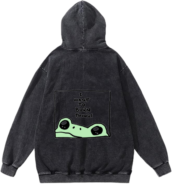 frog Oversize  Hoodie Washed gray Back 7