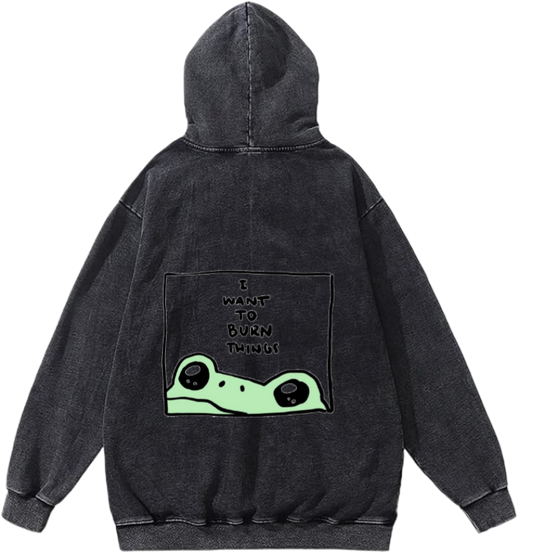 frog Oversize  Hoodie Washed gray Back 7
