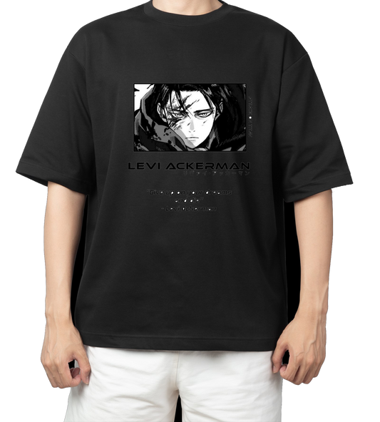 Anime Attack on titan shingeki no kyojin eren levi mikasa  Aot black  Oversize  t- shirt 7