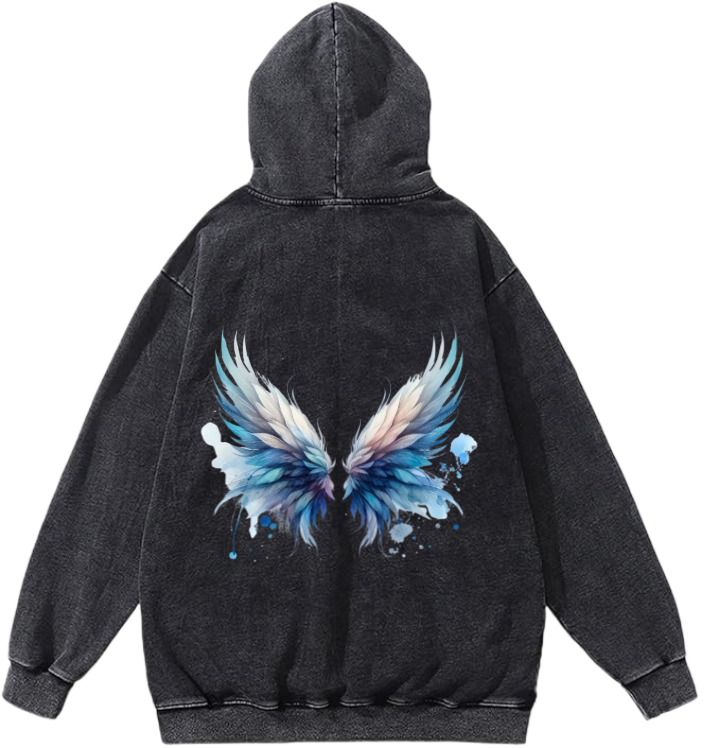 butterflies Oversize Hoodie Washed gray Back  7