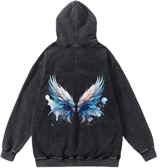 butterflies Oversize Hoodie Washed gray Back  7