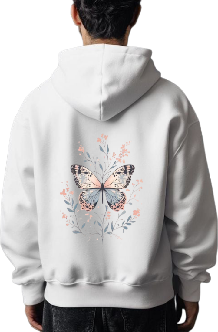 butterflies Oversize Hoodie White Back 7