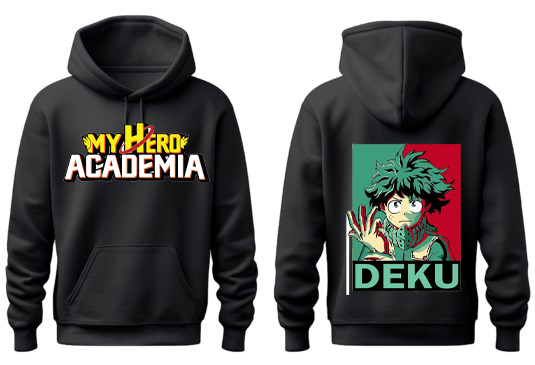 Boku no hero academy bnha One Size hoodie Black Back 7
