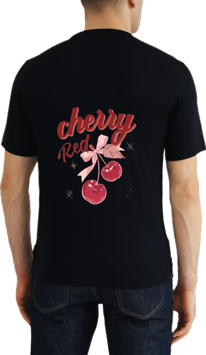 cherry Red t- shirt Over Size Black Back 63