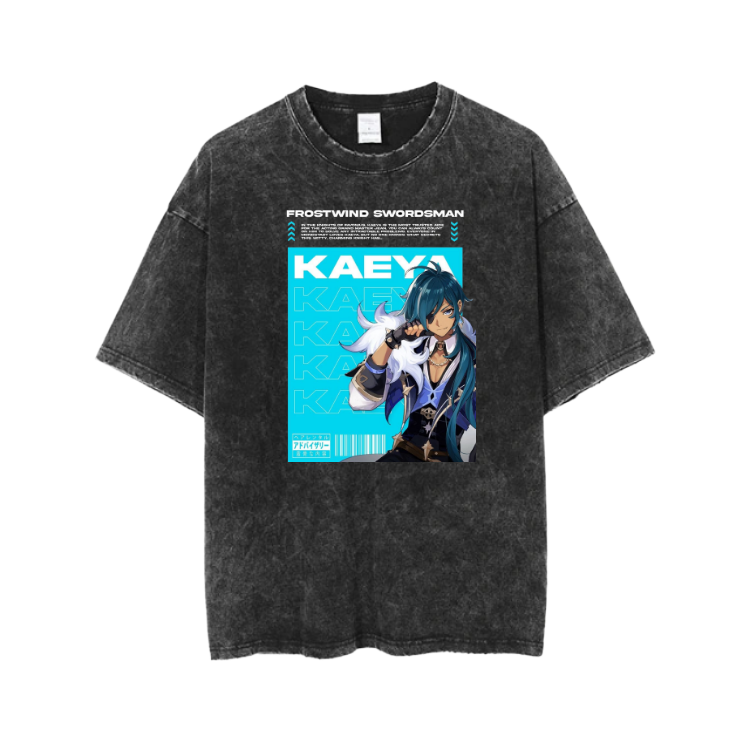 Genshin Impact Kaeya t- shirt Over Size Washed 7