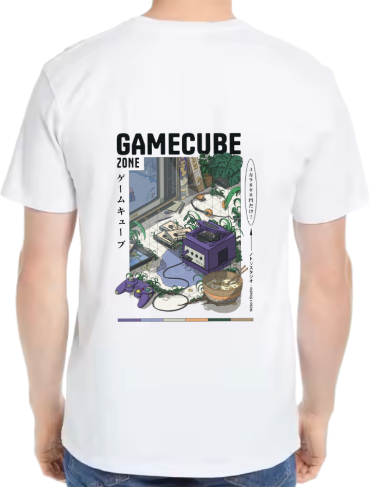 GAMECUBE t- shirt Over Size White Back 90