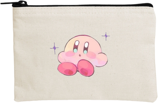 Kawaii Cute Kirby Canvas Makeup Pouch, Aesthetic Pink Anime Character Small Zipper Makeup Bag, Pencil Case, Travel Toiletry Pouch for Women and Girls 6