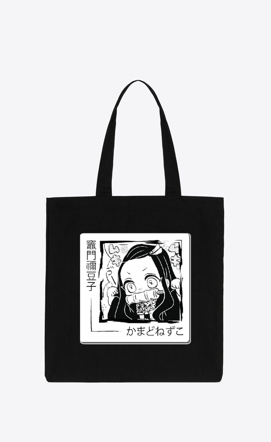 Anime Demon slayer nezuko tanjiro tote bag Black 7