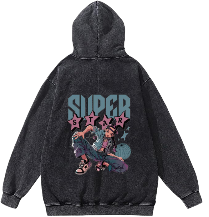 SUPER Over Size hoodie Washed Back 90