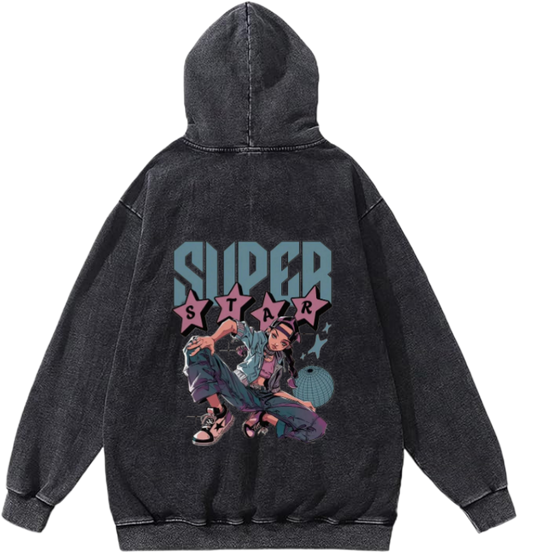 SUPER Over Size hoodie Washed Back 90