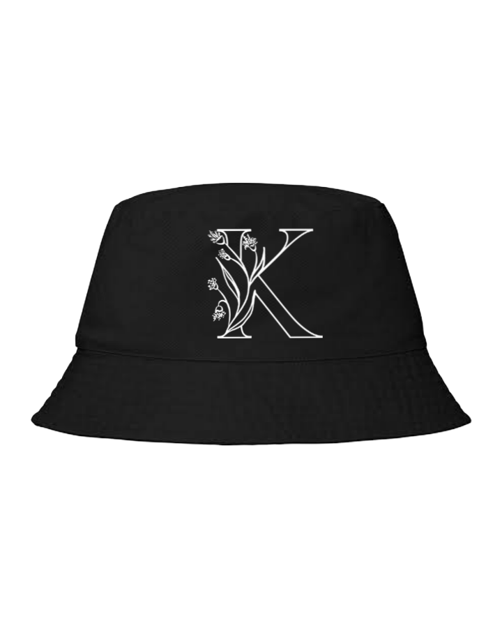 vector letter Bucket hat Fishman hat cap Black K 7