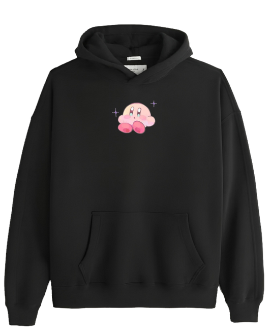 Cute Pink Anime Kirby Character Graphic Hoodie for Women and Men, Kawaii Cartoon White Pullover Sweatshirt 7