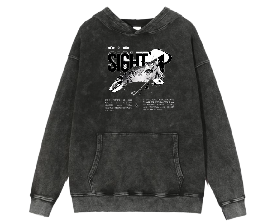 RANDOM ANIME GIRL Oversize  Hoodie Washed gray 7