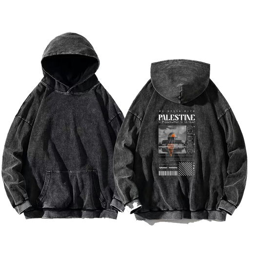 WE STAND WITH PALESTINE Back text oversize hoodie Washed back 7