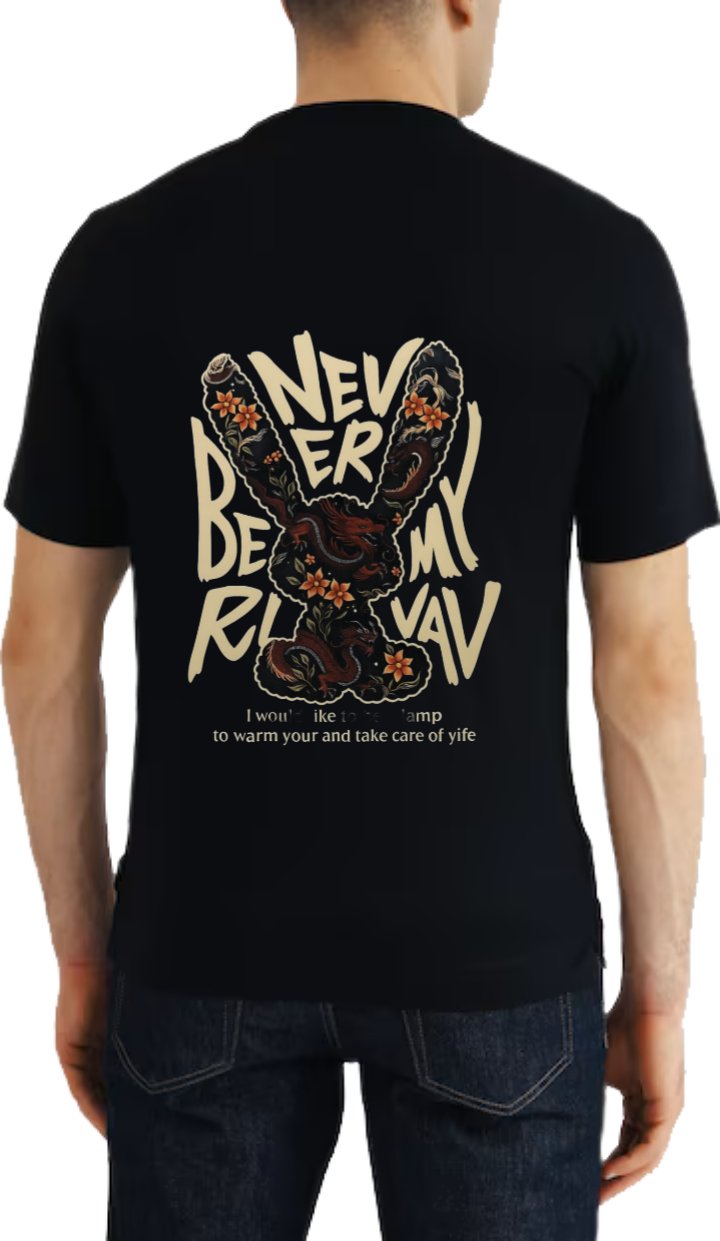 Never Be My Rival t- shirt One Size Black Back 7