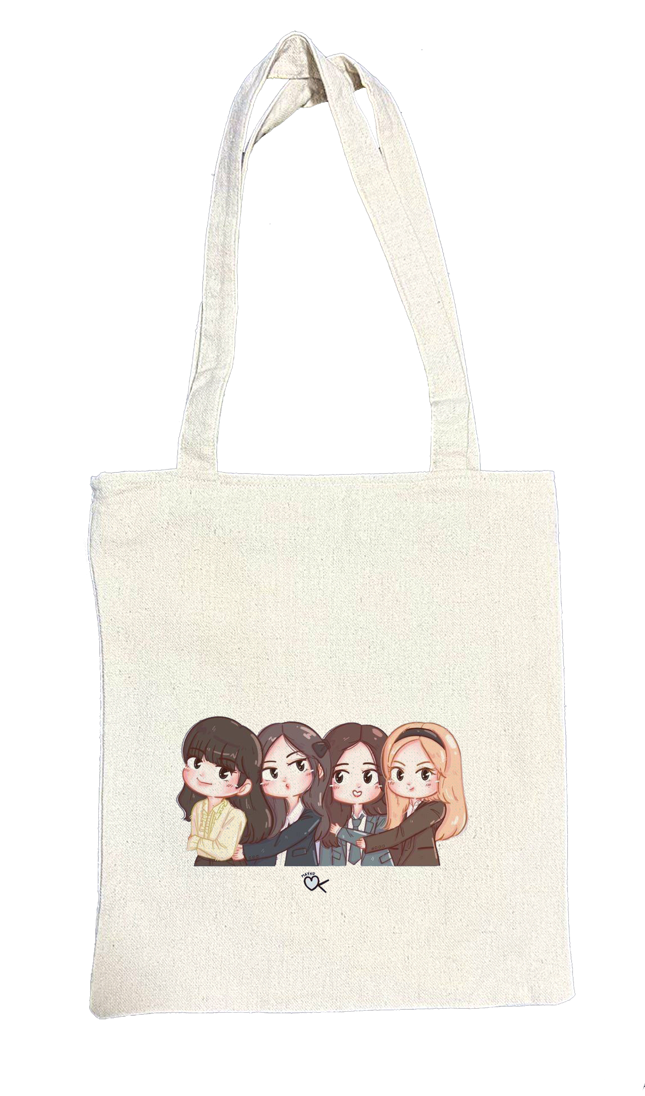Black pink tote bag beige 6