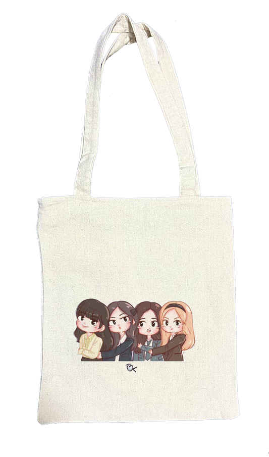Black pink tote bag beige 6