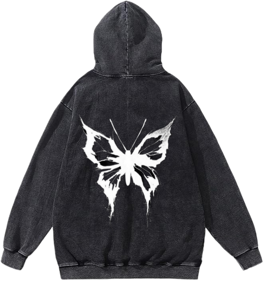 Goth Oversize  Hoodie Washed gray Back 7