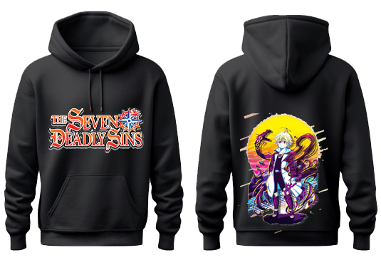 Anime Nanatsu no taizai seven deadly sins Oversize Hoodie Black Back 7