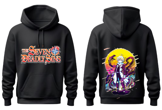 Anime Nanatsu no taizai seven deadly sins Oversize Hoodie Black Back 7