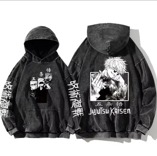 jujutsu kaisen GOJO Oversize Washd Hoodie gray 12