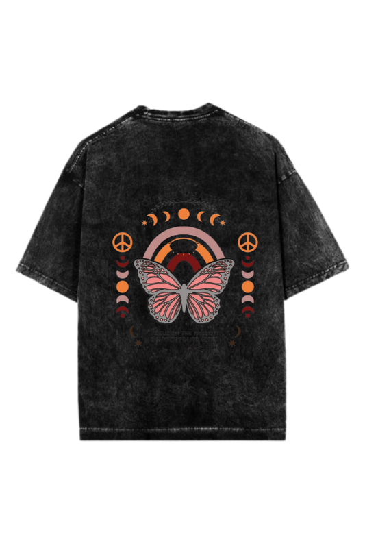 butterflies One Size t- shirt Washed Back 7
