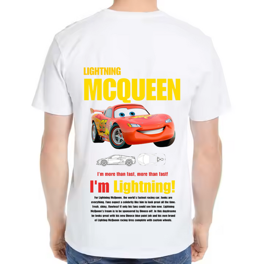 Lightning McQueen Car t- shirt One Size White Back 6