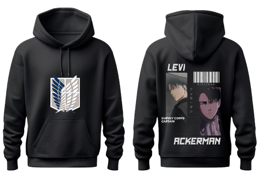 Anime Attack on titan shingeki no kyojin eren levi mikasa Aot Black Oversize HOODIE back 7