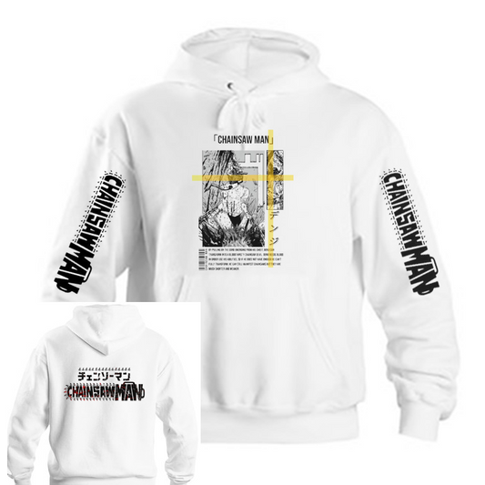 Chainsaw Man One Size hoodie White Back 5